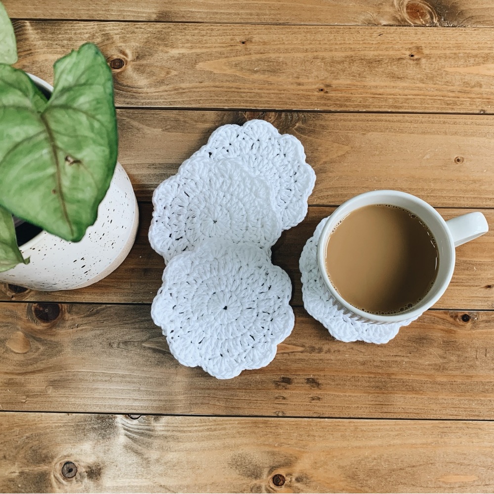 Crochet flower coasters